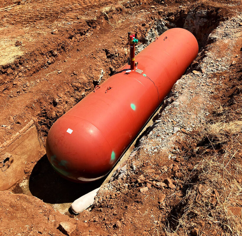Underground propane tank installation by VEK Construction — expert excavation and fuel storage solutions in Sacramento County.